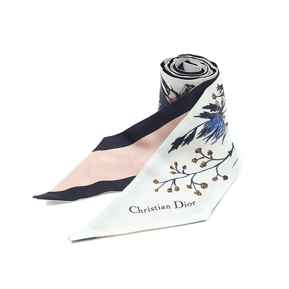 Christian Dior scarf/muffler for women, silk, white, pink, black.